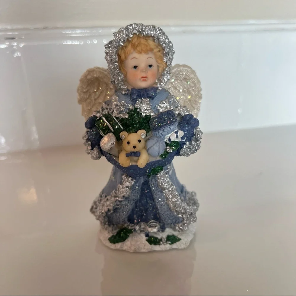 Cornerstone Creations Santa's Helper blue angel figurine vintage 2000